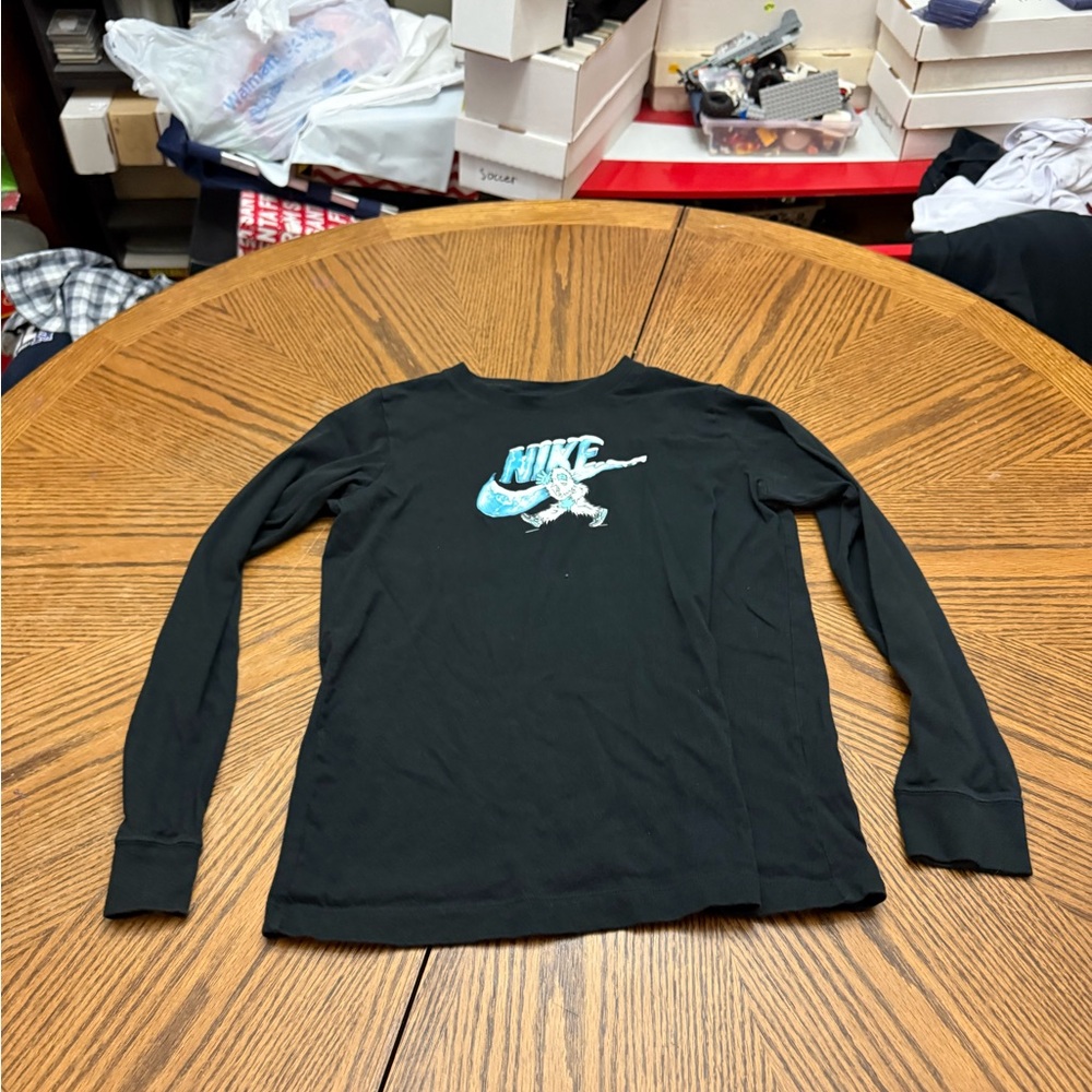 Nike Kids Black Long Sleeve Tee with Yeti Graphic